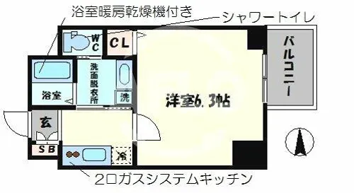 クリスタルグランツ難波WEST【10階】の間取り