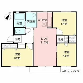 グリーンジュネス B棟【1階】の間取り