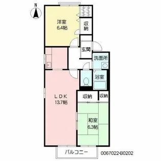 ヴィラコンフォ-トII B棟【2階】の間取り