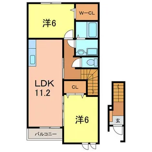 カーサ尾城【201号室】の間取り