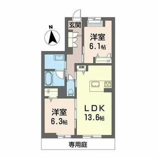 シャーメゾンレジデンス夜明【A0102号室】の間取り