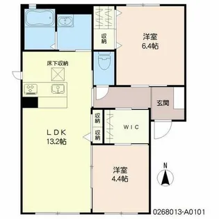 クラヴィエ東久留米 A棟【A0101号室】の間取り