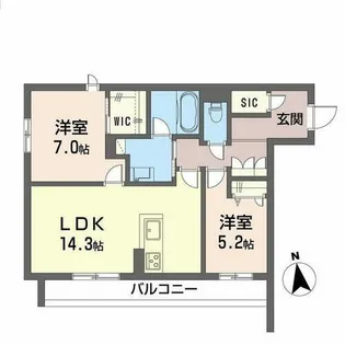 2LDKの間取り画像