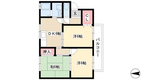 トゥインクルみどり A棟【A102号室】の間取り