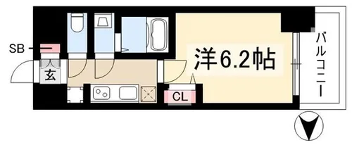 プレサンス太閤通駅前デュプル【7階】の間取り