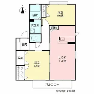 咲ら小路II C棟【C0201号室】の間取り