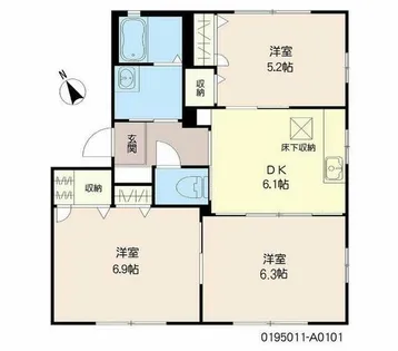 アリッサムK A棟【A0101号室】の間取り