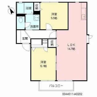 サンヴィレッジ・K A棟【A0202号室】の間取り