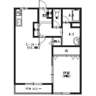 コーポ純亀田港【102号室】の間取り