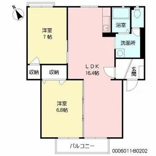 フレグランス常磐 B棟【B0202号室】の間取り