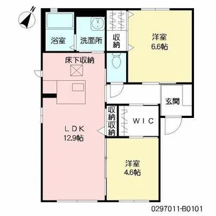 メゾン ド ボヌール B棟【B0101号室】の間取り