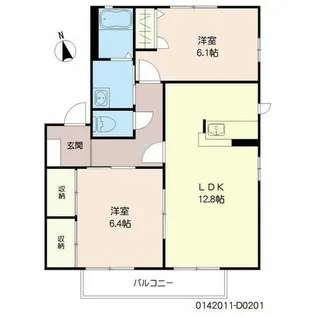 咲ら坂 D棟【D0201号室】の間取り