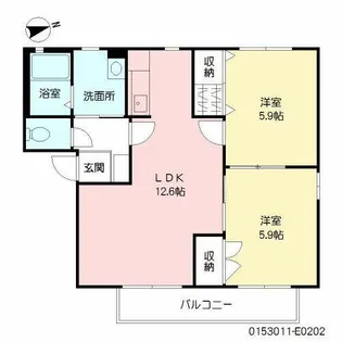 グラン・シャーメゾン E棟【E0202号室】の間取り