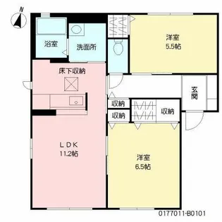 スペリオール B棟【B0101号室】の間取り