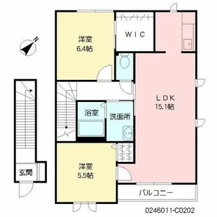 ELLE GARDEN II C棟【C0202号室】の間取り