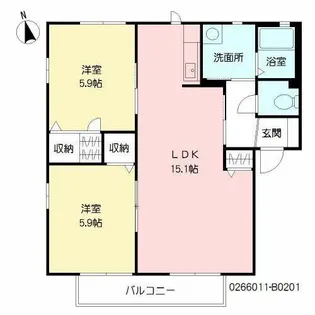 リンデンバーム B棟【B0201号室】の間取り