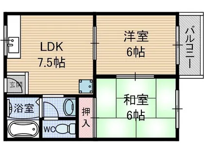 矢頭ハイツB棟【2階】の間取り