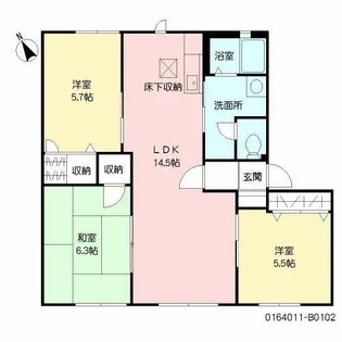 プラティーク ヴィラ B棟【B0102号室】の間取り
