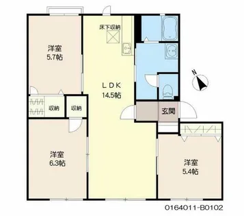 プラティーク ヴィラ B棟【B0102号室】の間取り