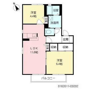 ガーデンシティ今井 C棟【C0202号室】の間取り