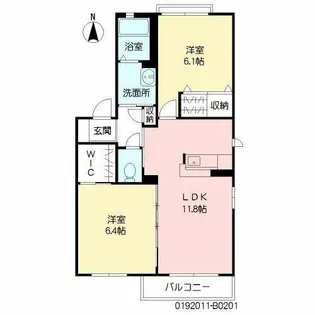 シャーメゾンHATA B棟【B0201号室】の間取り