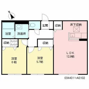 コリーヌ和【A0102号室】の間取り
