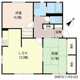 プリムヴェールパルク F棟【F0102号室】の間取り