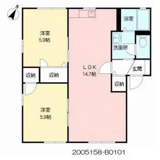 オー・ボアパティール B棟【B0101号室】の間取り