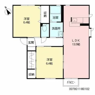 グローブ・たかの B棟【B0102号室】の間取り