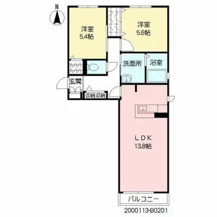 エスポワールKMII B棟【B0201号室】の間取り