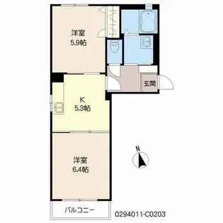 クラージュ C棟【C0103号室】の間取り