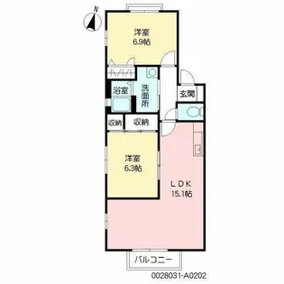 グリーンビレッジ湯川II A棟【A0202号室】の間取り