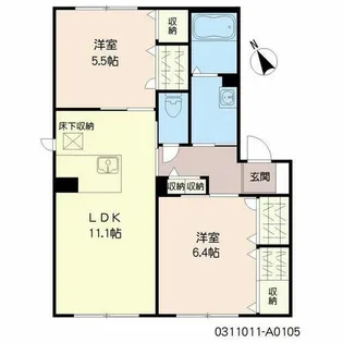 コンフォルト・M A棟【A0105号室】の間取り