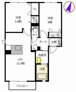 ヴィラシャーメゾン行橋 クアルト【A0201号室】の間取り