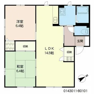 リバービュー B棟【B0101号室】の間取り