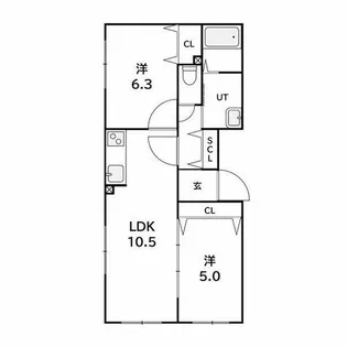 ラフィーネ西町【1階】の間取り