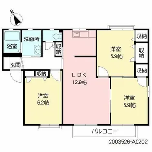 フィオーレI A棟【A0202号室】の間取り