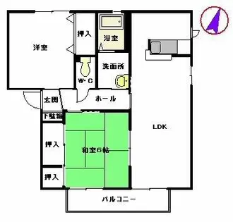 ピュア・グリーン・正の宮 B棟【B0202号室】の間取り