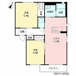 シャーメゾン・ヴァン B棟【B0202号室】の間取り