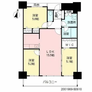 プライムメゾン セントラルパーク【S0910号室】の間取り
