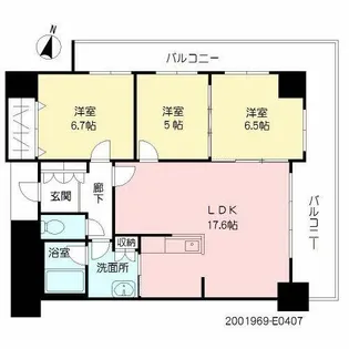 プライムメゾン セントラルパーク【E0407号室】の間取り