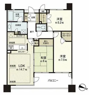 西新二丁目パーク・ホームズ【3階】の間取り