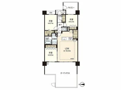 ISLANDCITY THE GARDEN VーII【1階】の間取り