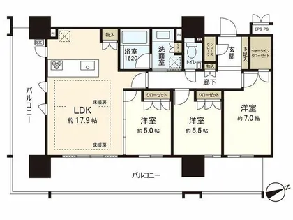 ブランシエラ赤坂はなみずき通り【3階】の間取り
