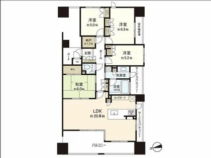 MJR千早公園通り【10階】の間取り