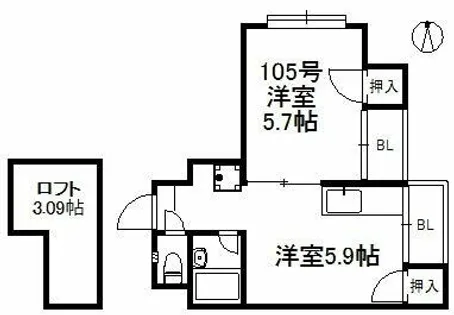 ベルクハイム【1階】の間取り