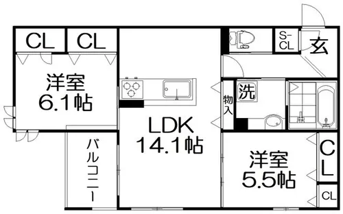Arcobaleno(アルコバレーノ)【3階】の間取り