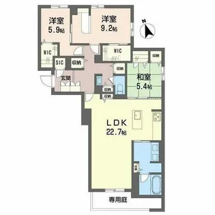 プレミアス城西【A0102号室】の間取り