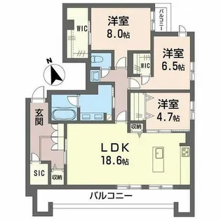プレミアス城西【A0201号室】の間取り