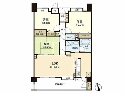 ロイヤルアーク室見駅南【4階】の間取り